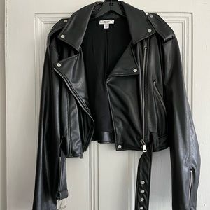 Cropped Faux Leather Jacket